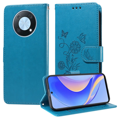 Embossed Butterfly Flowers Leather Phone Case, For Huawei nova Y61 / Enjoy 50Z, For Huawei nova 10 SE, For Huawei nova 10 Pro, For Huawei nova 10, For Huawei nova Y90, For Huawei nova Y70 Plus