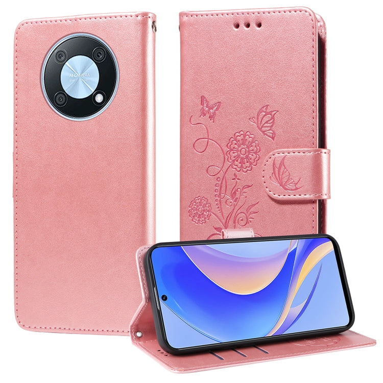 Embossed Butterfly Flowers Leather Phone Case, For Huawei nova Y61 / Enjoy 50Z, For Huawei nova 10 SE, For Huawei nova 10 Pro, For Huawei nova 10, For Huawei nova Y90, For Huawei nova Y70 Plus