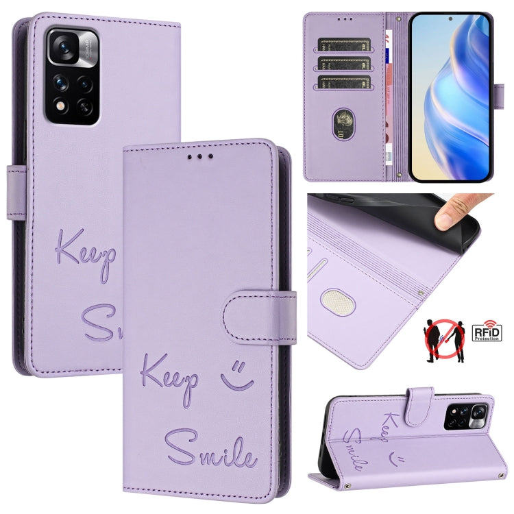 Smile Embossing RFID Leather Phone Case, For Redmi Note 11R / Note 11E, For Redmi K50 Ultra, For Redmi Note 11 SE India, For Redmi Note 10 4G / Note 10S, For Redmi Note 11 Pro 5G / 4G Global, For Redmi Note 11 Pro+ 5G EU                                ...