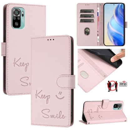 Smile Embossing RFID Leather Phone Case, For Redmi Note 11R / Note 11E, For Redmi K50 Ultra, For Redmi Note 11 SE India, For Redmi Note 10 4G / Note 10S, For Redmi Note 11 Pro 5G / 4G Global, For Redmi Note 11 Pro+ 5G EU                                ...