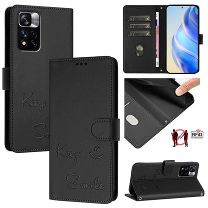 Smile Embossing RFID Leather Phone Case, For Redmi Note 11R / Note 11E, For Redmi K50 Ultra, For Redmi Note 11 SE India, For Redmi Note 10 4G / Note 10S, For Redmi Note 11 Pro 5G / 4G Global, For Redmi Note 11 Pro+ 5G EU                                ...