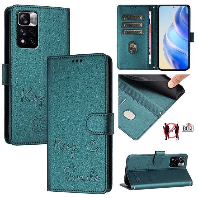 Smile Embossing RFID Leather Phone Case, For Redmi Note 11R / Note 11E, For Redmi K50 Ultra, For Redmi Note 11 SE India, For Redmi Note 10 4G / Note 10S, For Redmi Note 11 Pro 5G / 4G Global, For Redmi Note 11 Pro+ 5G EU                                ...