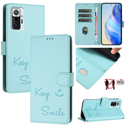 Smile Embossing RFID Leather Phone Case, For Redmi Note 11R / Note 11E, For Redmi K50 Ultra, For Redmi Note 11 SE India, For Redmi Note 10 4G / Note 10S, For Redmi Note 11 Pro 5G / 4G Global, For Redmi Note 11 Pro+ 5G EU                                ...