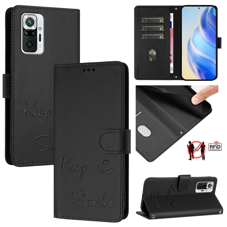 Smile Embossing RFID Leather Phone Case, For Redmi Note 11R / Note 11E, For Redmi K50 Ultra, For Redmi Note 11 SE India, For Redmi Note 10 4G / Note 10S, For Redmi Note 11 Pro 5G / 4G Global, For Redmi Note 11 Pro+ 5G EU                                ...