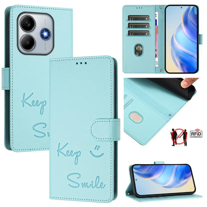 Smile Embossing RFID Leather Phone Case, For Redmi A7 / A5 4G 171mm / Poco C71, For Redmi K90 Max 5G, For Redmi A7 Pro 171mm / Poco C85x 5G / C81, For Redmi 15a 5G, For Redmi Turbo 5 Max / Poco X8 Pro Max, For Redmi Turbo 5 5G Global / Poco X8 Pro 5G  ...