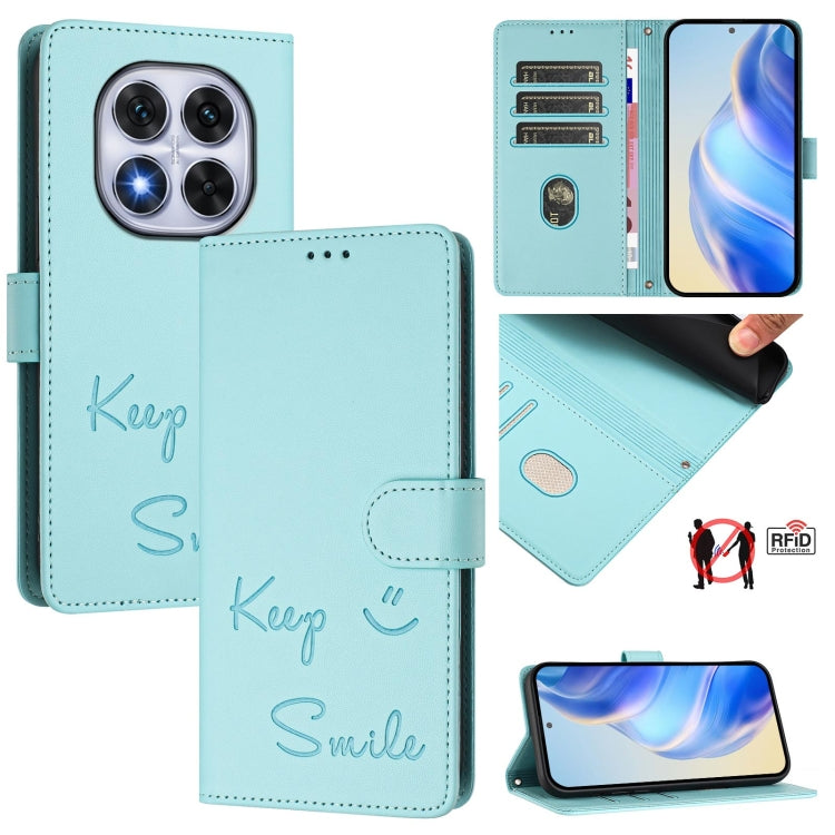 Smile Embossing RFID Leather Phone Case, For Redmi A7 / A5 4G 171mm / Poco C71, For Redmi K90 Max 5G, For Redmi A7 Pro 171mm / Poco C85x 5G / C81, For Redmi 15a 5G, For Redmi Turbo 5 Max / Poco X8 Pro Max, For Redmi Turbo 5 5G Global / Poco X8 Pro 5G  ...