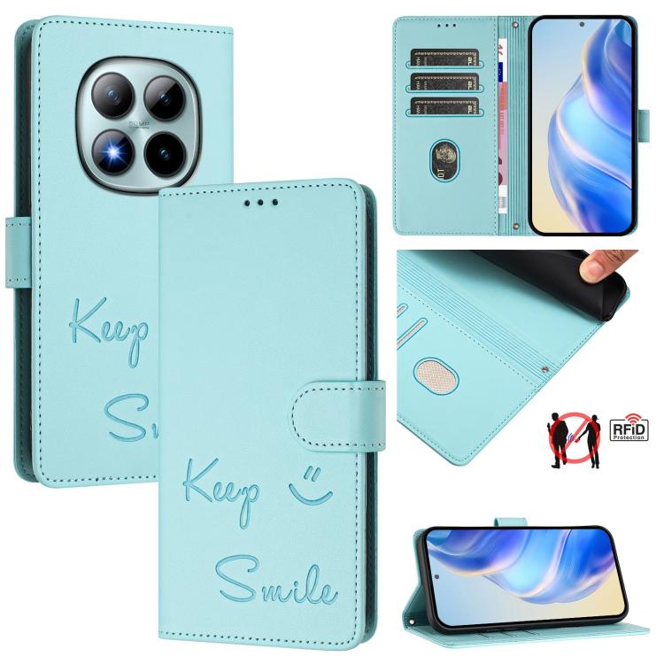 Smile Embossing RFID Leather Phone Case, For Redmi A7 / A5 4G 171mm / Poco C71, For Redmi K90 Max 5G, For Redmi A7 Pro 171mm / Poco C85x 5G / C81, For Redmi 15a 5G, For Redmi Turbo 5 Max / Poco X8 Pro Max, For Redmi Turbo 5 5G Global / Poco X8 Pro 5G  ...