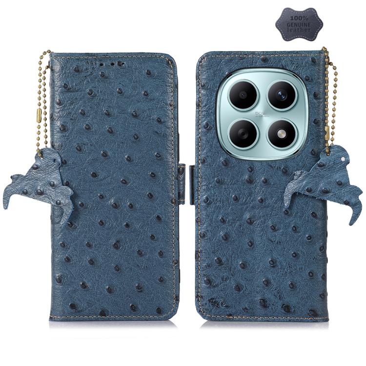 Ostrich Pattern Genuine Leather RFID Phone Case, For Redmi K100 Pro Max/Poco F9 Ultra 5G, For Redmi K100 Pro 5G/Poco F9 Pro 5G, For Redmi A7 Pro 171mm/Poco C85x 5G, For Redmi Turbo 5 Max / Poco X8 Pro Max, For Redmi Turbo 5 5G / Poco X8 Pro 5G         ...