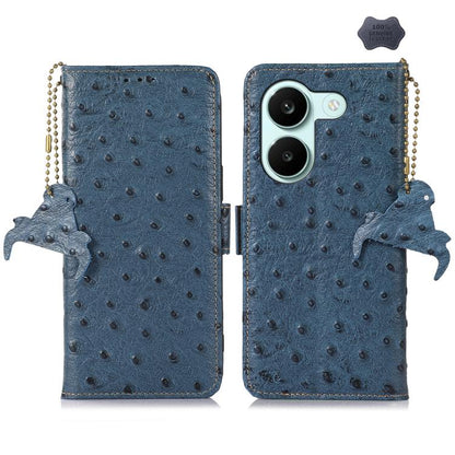 Ostrich Pattern Genuine Leather RFID Phone Case, For Redmi K100 Pro Max/Poco F9 Ultra 5G, For Redmi K100 Pro 5G/Poco F9 Pro 5G, For Redmi A7 Pro 171mm/Poco C85x 5G, For Redmi Turbo 5 Max / Poco X8 Pro Max, For Redmi Turbo 5 5G / Poco X8 Pro 5G         ...