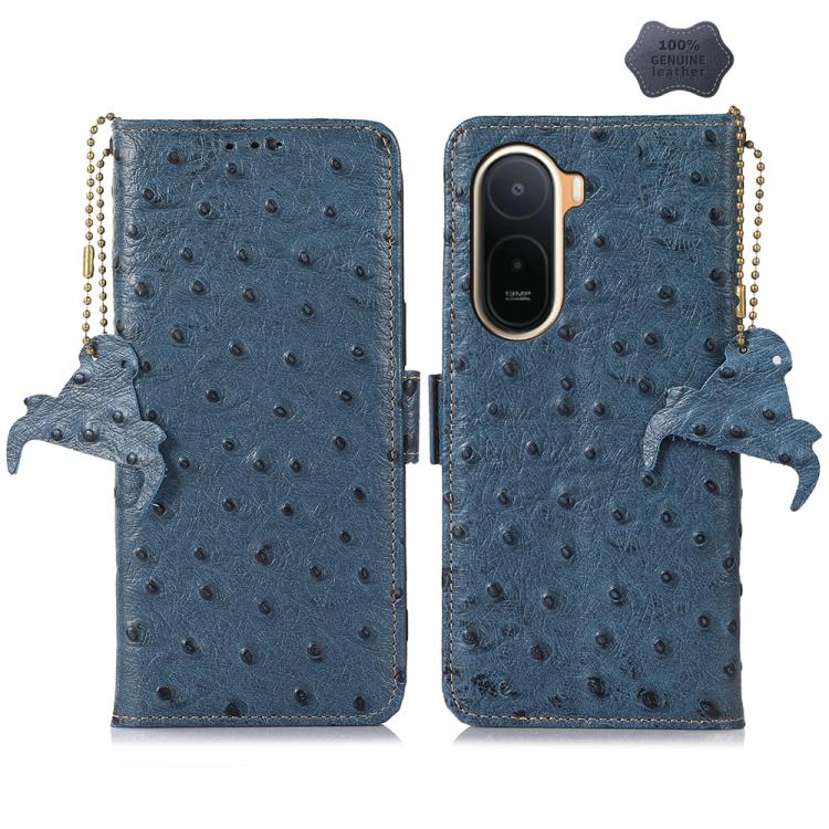 Ostrich Pattern Genuine Leather RFID Phone Case, For Redmi K100 Pro Max/Poco F9 Ultra 5G, For Redmi K100 Pro 5G/Poco F9 Pro 5G, For Redmi A7 Pro 171mm/Poco C85x 5G, For Redmi Turbo 5 Max / Poco X8 Pro Max, For Redmi Turbo 5 5G / Poco X8 Pro 5G         ...