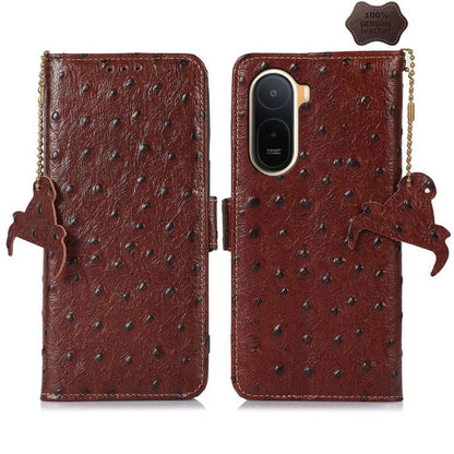 Ostrich Pattern Genuine Leather RFID Phone Case, For Redmi K100 Pro Max/Poco F9 Ultra 5G, For Redmi K100 Pro 5G/Poco F9 Pro 5G, For Redmi A7 Pro 171mm/Poco C85x 5G, For Redmi Turbo 5 Max / Poco X8 Pro Max, For Redmi Turbo 5 5G / Poco X8 Pro 5G         ...