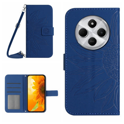 Skin Feel Sun Flower Embossed Flip Leather Phone Case with Lanyard, For Redmi Note 14 4G 163.25mm, For Redmi Note 14 5G, For Redmi Note 14 Pro+ 5G, For Redmi 14C 4G