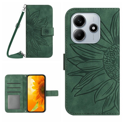Skin Feel Sun Flower Embossed Flip Leather Phone Case with Lanyard, For Redmi Note 14 4G 163.25mm, For Redmi Note 14 5G, For Redmi Note 14 Pro+ 5G, For Redmi 14C 4G