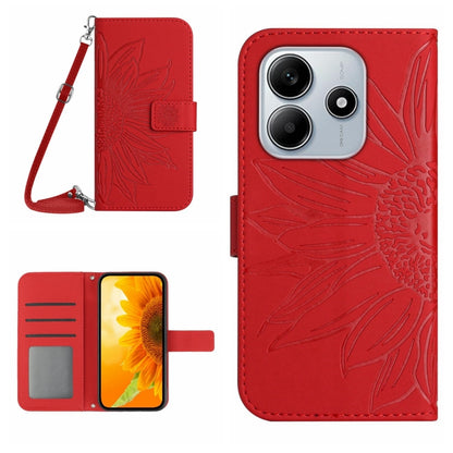 Skin Feel Sun Flower Embossed Flip Leather Phone Case with Lanyard, For Redmi Note 14 4G 163.25mm, For Redmi Note 14 5G, For Redmi Note 14 Pro+ 5G, For Redmi 14C 4G