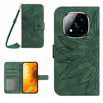 Skin Feel Sun Flower Embossed Flip Leather Phone Case with Lanyard, For Redmi Note 14 4G 163.25mm, For Redmi Note 14 5G, For Redmi Note 14 Pro+ 5G, For Redmi 14C 4G