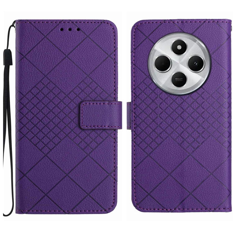 Rhombic Grid Texture Leather Phone Case, For Redmi A5 4G 171.7mm / Poco C71, For Redmi Note 14 4G 164.84mm EU Version, For Redmi Note 14 Pro 4G, For Redmi Note 14 4G 163.25mm, For Redmi Note 14 5G, For Redmi Note 14 Pro+ 5G, For Redmi 14C 4G