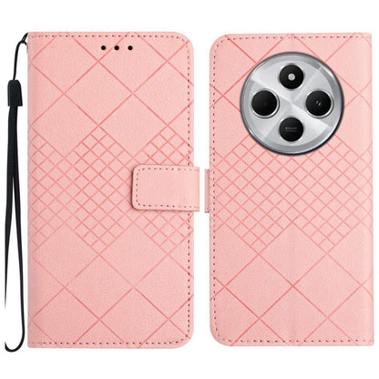 Rhombic Grid Texture Leather Phone Case, For Redmi A5 4G 171.7mm / Poco C71, For Redmi Note 14 4G 164.84mm EU Version, For Redmi Note 14 Pro 4G, For Redmi Note 14 4G 163.25mm, For Redmi Note 14 5G, For Redmi Note 14 Pro+ 5G, For Redmi 14C 4G