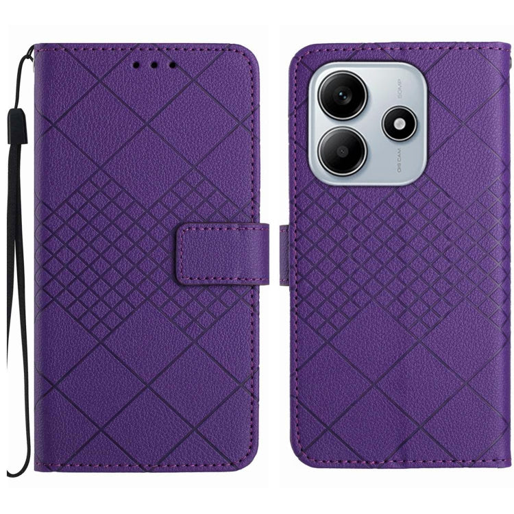 Rhombic Grid Texture Leather Phone Case, For Redmi A5 4G 171.7mm / Poco C71, For Redmi Note 14 4G 164.84mm EU Version, For Redmi Note 14 Pro 4G, For Redmi Note 14 4G 163.25mm, For Redmi Note 14 5G, For Redmi Note 14 Pro+ 5G, For Redmi 14C 4G