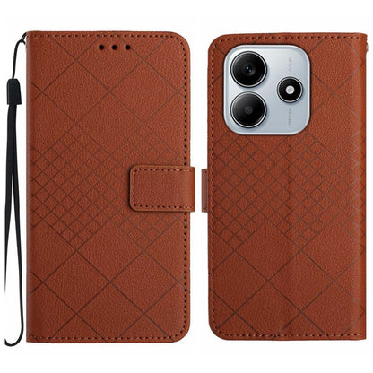 Rhombic Grid Texture Leather Phone Case, For Redmi A5 4G 171.7mm / Poco C71, For Redmi Note 14 4G 164.84mm EU Version, For Redmi Note 14 Pro 4G, For Redmi Note 14 4G 163.25mm, For Redmi Note 14 5G, For Redmi Note 14 Pro+ 5G, For Redmi 14C 4G
