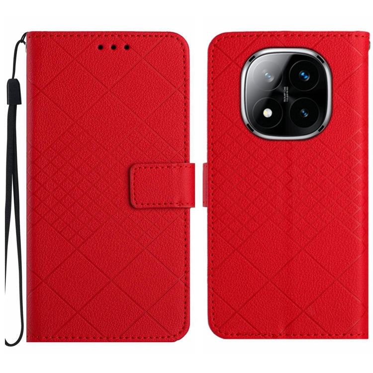 Rhombic Grid Texture Leather Phone Case, For Redmi A5 4G 171.7mm / Poco C71, For Redmi Note 14 4G 164.84mm EU Version, For Redmi Note 14 Pro 4G, For Redmi Note 14 4G 163.25mm, For Redmi Note 14 5G, For Redmi Note 14 Pro+ 5G, For Redmi 14C 4G