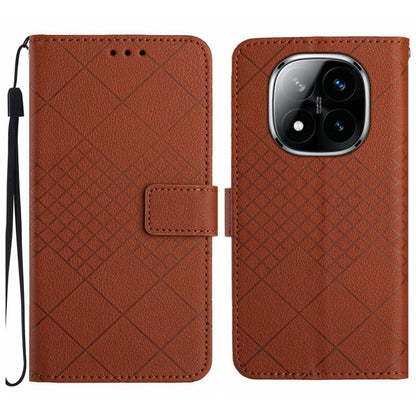 Rhombic Grid Texture Leather Phone Case, For Redmi A5 4G 171.7mm / Poco C71, For Redmi Note 14 4G 164.84mm EU Version, For Redmi Note 14 Pro 4G, For Redmi Note 14 4G 163.25mm, For Redmi Note 14 5G, For Redmi Note 14 Pro+ 5G, For Redmi 14C 4G
