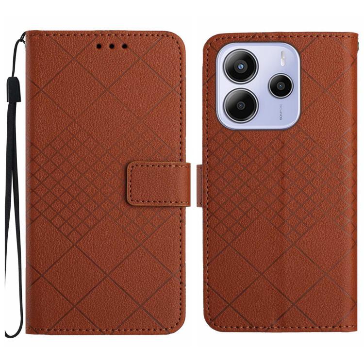 Rhombic Grid Texture Leather Phone Case, For Redmi A5 4G 171.7mm / Poco C71, For Redmi Note 14 4G 164.84mm EU Version, For Redmi Note 14 Pro 4G, For Redmi Note 14 4G 163.25mm, For Redmi Note 14 5G, For Redmi Note 14 Pro+ 5G, For Redmi 14C 4G