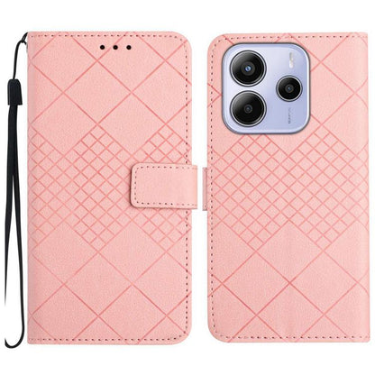 Rhombic Grid Texture Leather Phone Case, For Redmi A5 4G 171.7mm / Poco C71, For Redmi Note 14 4G 164.84mm EU Version, For Redmi Note 14 Pro 4G, For Redmi Note 14 4G 163.25mm, For Redmi Note 14 5G, For Redmi Note 14 Pro+ 5G, For Redmi 14C 4G