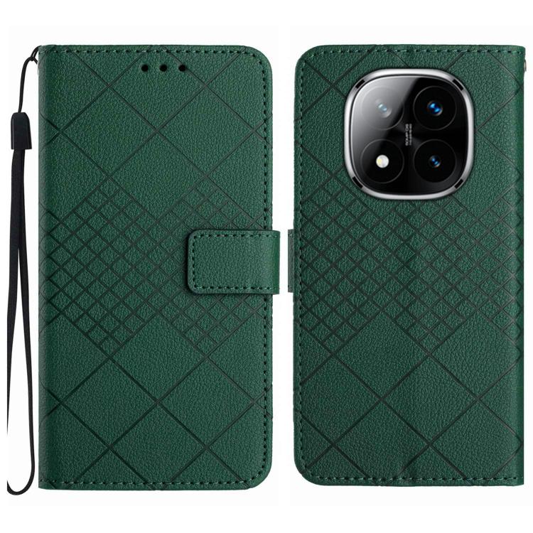 Rhombic Grid Texture Leather Phone Case, For Redmi A5 4G 171.7mm / Poco C71, For Redmi Note 14 4G 164.84mm EU Version, For Redmi Note 14 Pro 4G, For Redmi Note 14 4G 163.25mm, For Redmi Note 14 5G, For Redmi Note 14 Pro+ 5G, For Redmi 14C 4G