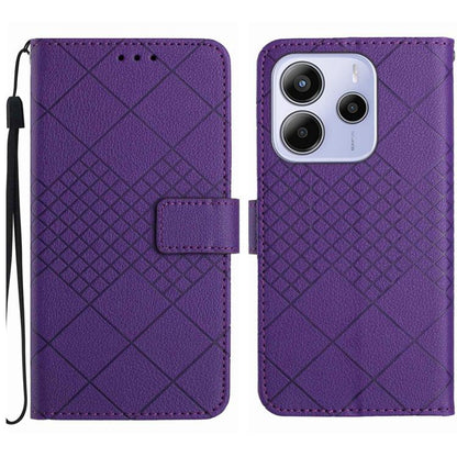 Rhombic Grid Texture Leather Phone Case, For Redmi A5 4G 171.7mm / Poco C71, For Redmi Note 14 4G 164.84mm EU Version, For Redmi Note 14 Pro 4G, For Redmi Note 14 4G 163.25mm, For Redmi Note 14 5G, For Redmi Note 14 Pro+ 5G, For Redmi 14C 4G