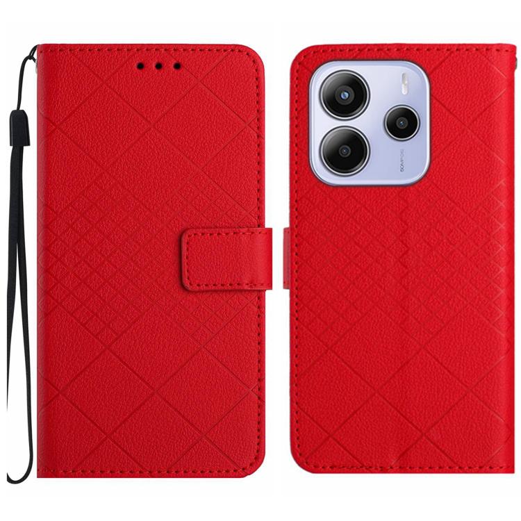 Rhombic Grid Texture Leather Phone Case, For Redmi A5 4G 171.7mm / Poco C71, For Redmi Note 14 4G 164.84mm EU Version, For Redmi Note 14 Pro 4G, For Redmi Note 14 4G 163.25mm, For Redmi Note 14 5G, For Redmi Note 14 Pro+ 5G, For Redmi 14C 4G