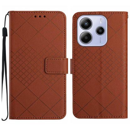 Rhombic Grid Texture Leather Phone Case, For Redmi A5 4G 171.7mm / Poco C71, For Redmi Note 14 4G 164.84mm EU Version, For Redmi Note 14 Pro 4G, For Redmi Note 14 4G 163.25mm, For Redmi Note 14 5G, For Redmi Note 14 Pro+ 5G, For Redmi 14C 4G