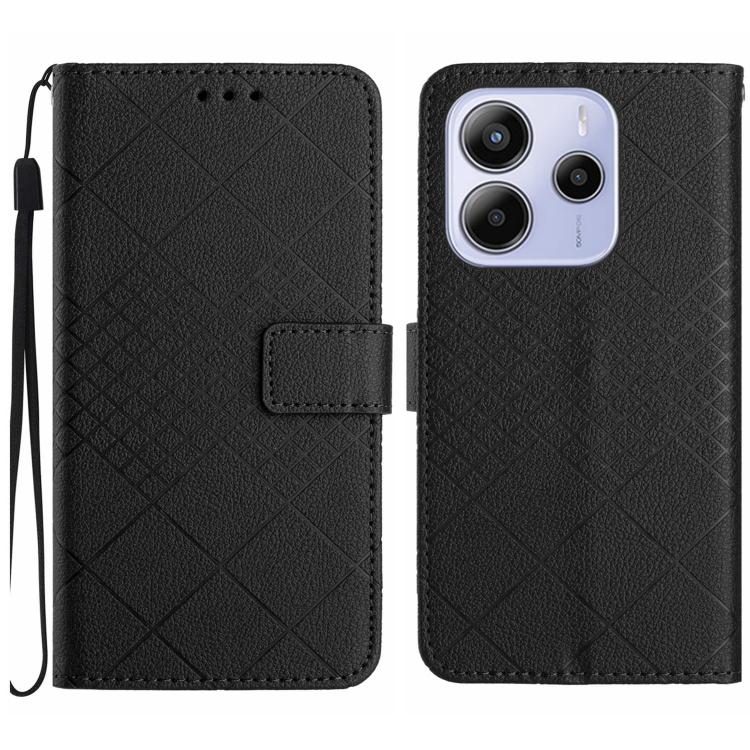 Rhombic Grid Texture Leather Phone Case, For Redmi A5 4G 171.7mm / Poco C71, For Redmi Note 14 4G 164.84mm EU Version, For Redmi Note 14 Pro 4G, For Redmi Note 14 4G 163.25mm, For Redmi Note 14 5G, For Redmi Note 14 Pro+ 5G, For Redmi 14C 4G