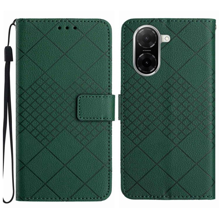 Rhombic Grid Texture Leather Phone Case, For Redmi A5 4G 171.7mm / Poco C71, For Redmi Note 14 4G 164.84mm EU Version, For Redmi Note 14 Pro 4G, For Redmi Note 14 4G 163.25mm, For Redmi Note 14 5G, For Redmi Note 14 Pro+ 5G, For Redmi 14C 4G