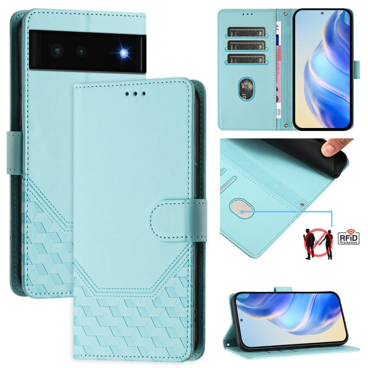 Honeycomb Embossing RFID Leather Phone Case, For Google Pixel 6, For Google Pixel 5a 5G