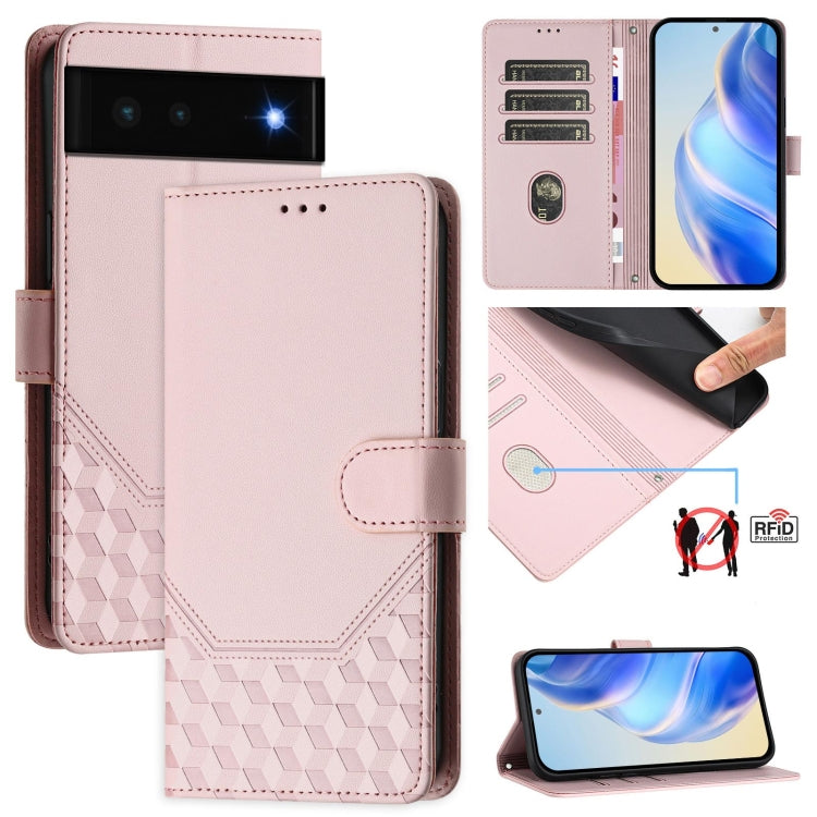 Honeycomb Embossing RFID Leather Phone Case, For Google Pixel 6, For Google Pixel 5a 5G