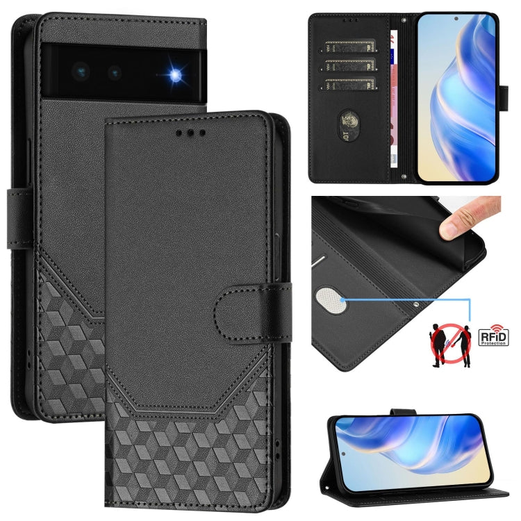 Honeycomb Embossing RFID Leather Phone Case, For Google Pixel 6, For Google Pixel 5a 5G