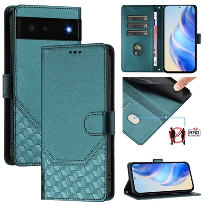 Honeycomb Embossing RFID Leather Phone Case, For Google Pixel 6, For Google Pixel 5a 5G