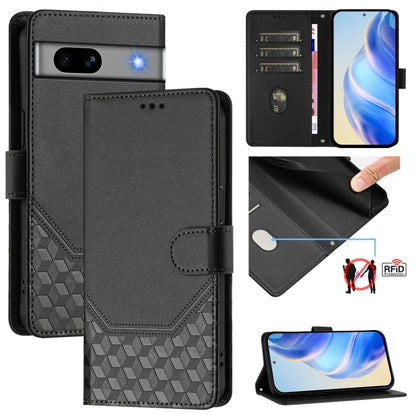 Honeycomb Embossing RFID Leather Phone Case, For Google Pixel 11 Pro XL, For Google Pixel 11 Pro / 11, For Google Pixel 10 Pro XL 5G Global, For Google Pixel 10 5G / 10 Pro 5G Global, For Google Pixel 9a, For Google Pixel 9 Pro XL                      ...