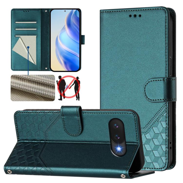 Honeycomb Embossing RFID Leather Phone Case, For Google Pixel 11 Pro XL, For Google Pixel 11 Pro / 11, For Google Pixel 10 Pro XL 5G Global, For Google Pixel 10 5G / 10 Pro 5G Global, For Google Pixel 9a, For Google Pixel 9 Pro XL                      ...