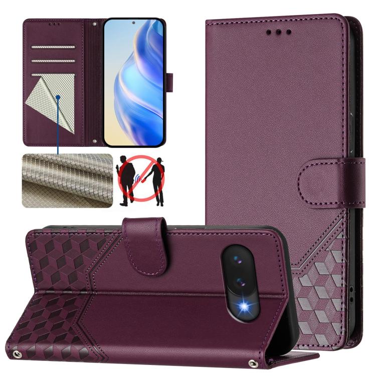 Honeycomb Embossing RFID Leather Phone Case, For Google Pixel 11 Pro XL, For Google Pixel 11 Pro / 11, For Google Pixel 10 Pro XL 5G Global, For Google Pixel 10 5G / 10 Pro 5G Global, For Google Pixel 9a, For Google Pixel 9 Pro XL                      ...