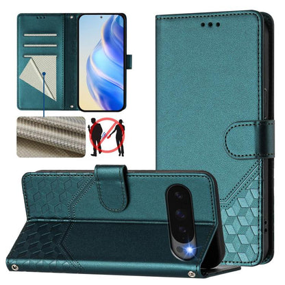Honeycomb Embossing RFID Leather Phone Case, For Google Pixel 11 Pro XL, For Google Pixel 11 Pro / 11, For Google Pixel 10 Pro XL 5G Global, For Google Pixel 10 5G / 10 Pro 5G Global, For Google Pixel 9a, For Google Pixel 9 Pro XL                      ...