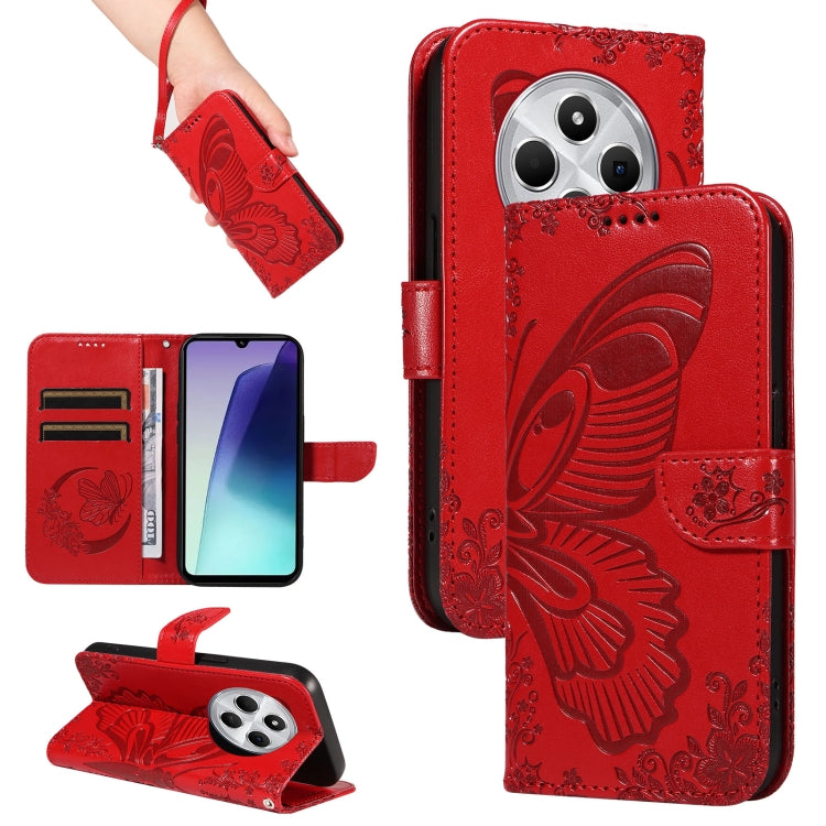Swallowtail Butterfly Embossed Leather Phone Case, For Redmi Note 14 5G, For Redmi Note 14 Pro / 14 Pro+ 5G, For Redmi 14C 4G