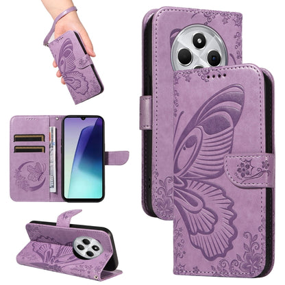 Swallowtail Butterfly Embossed Leather Phone Case, For Redmi Note 14 5G, For Redmi Note 14 Pro / 14 Pro+ 5G, For Redmi 14C 4G