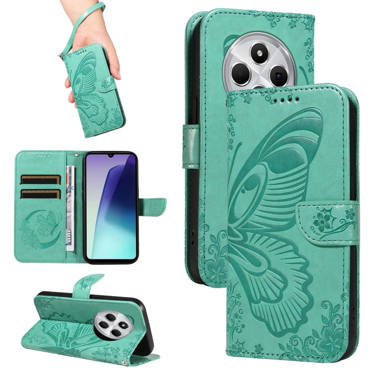 Swallowtail Butterfly Embossed Leather Phone Case, For Redmi Note 14 5G, For Redmi Note 14 Pro / 14 Pro+ 5G, For Redmi 14C 4G