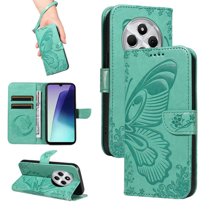 Swallowtail Butterfly Embossed Leather Phone Case, For Redmi Note 14 5G, For Redmi Note 14 Pro / 14 Pro+ 5G, For Redmi 14C 4G