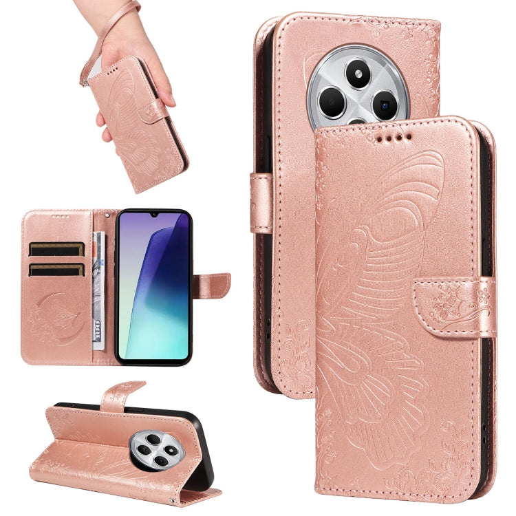 Swallowtail Butterfly Embossed Leather Phone Case, For Redmi Note 14 5G, For Redmi Note 14 Pro / 14 Pro+ 5G, For Redmi 14C 4G