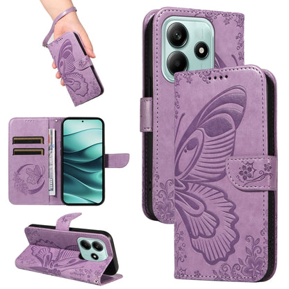 Swallowtail Butterfly Embossed Leather Phone Case, For Redmi Note 14 5G, For Redmi Note 14 Pro / 14 Pro+ 5G, For Redmi 14C 4G