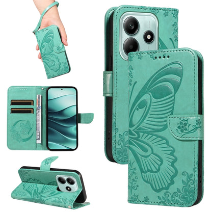 Swallowtail Butterfly Embossed Leather Phone Case, For Redmi Note 14 5G, For Redmi Note 14 Pro / 14 Pro+ 5G, For Redmi 14C 4G