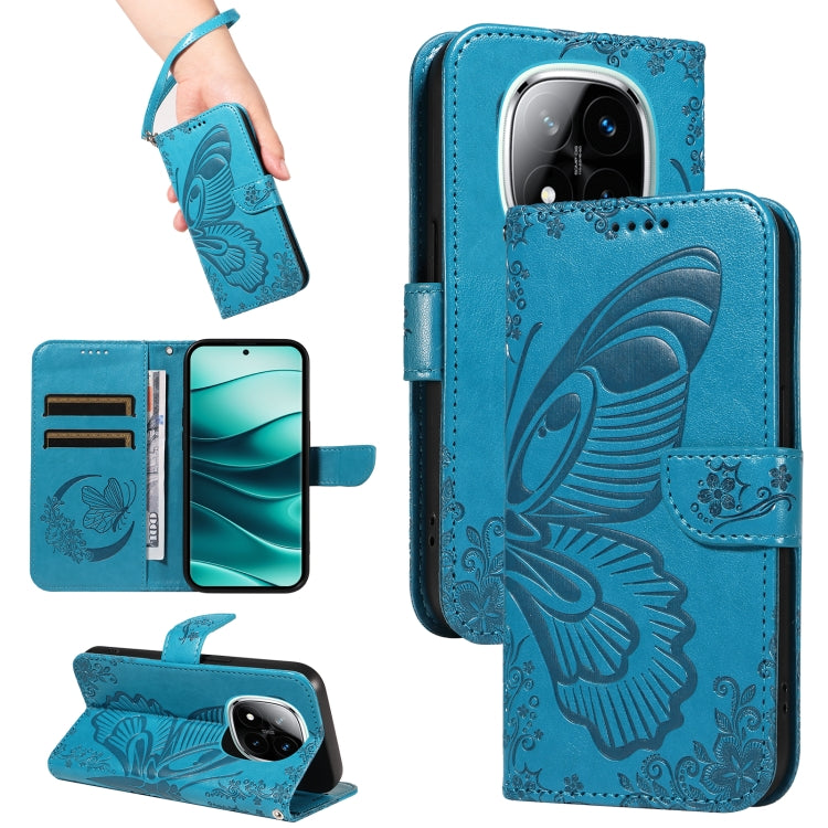 Swallowtail Butterfly Embossed Leather Phone Case, For Redmi Note 14 5G, For Redmi Note 14 Pro / 14 Pro+ 5G, For Redmi 14C 4G