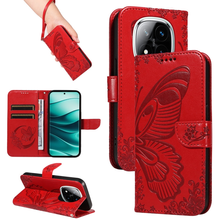 Swallowtail Butterfly Embossed Leather Phone Case, For Redmi Note 14 5G, For Redmi Note 14 Pro / 14 Pro+ 5G, For Redmi 14C 4G